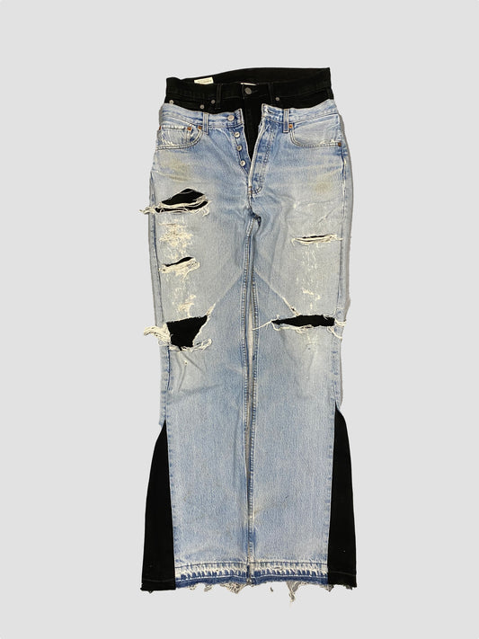 DOUBLE STACK FLARED JEANS